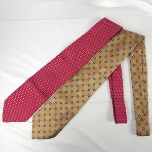 Set of 2 Brooks Brothers Mens Silk Ties Made in the USA Floral Geometric